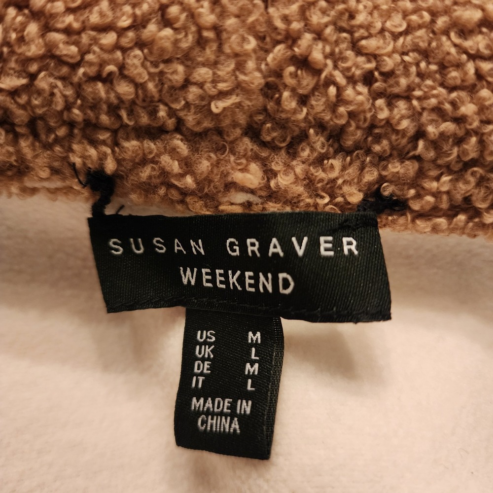 Susan Graver‎ Reversible Coat M Cream Tan Teddy Sherpa Jacket Cozy Quiet Luxury - Picture 6 of 11